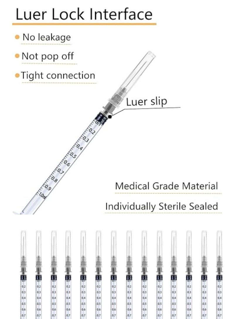 NOVAMED Disposable Syringe 1ml with 27G Needle, Luer Slip, Sterile Medical Grade Syringe, Individually Packed - Image 4